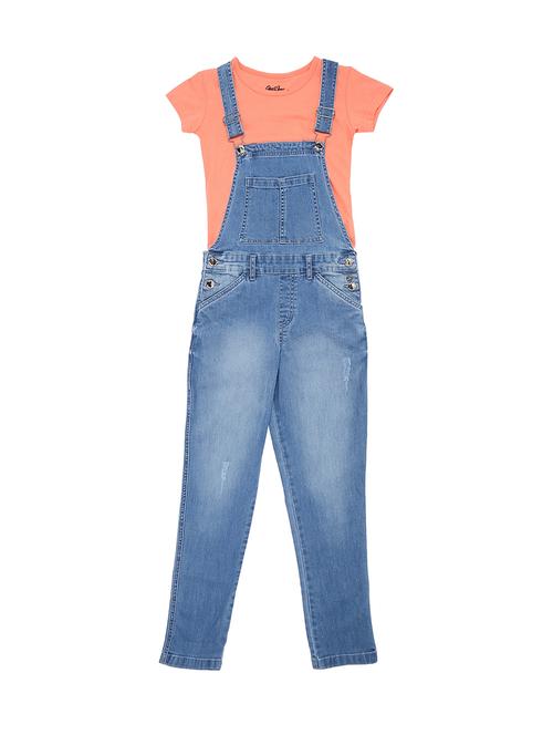 round neck denim dungaree twin sets - 16679924 - Standard Image - 0