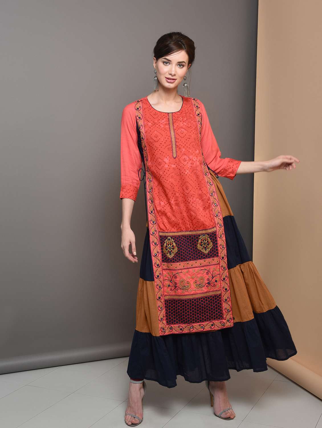 embroidered layered kurta
