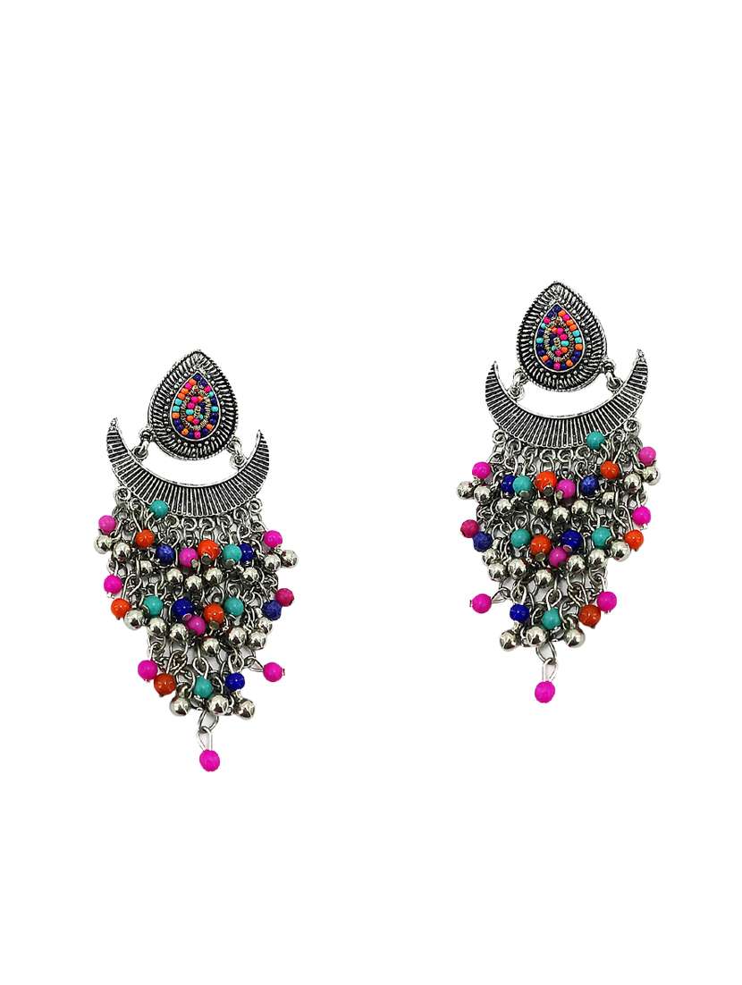 multi colored brass drop earring