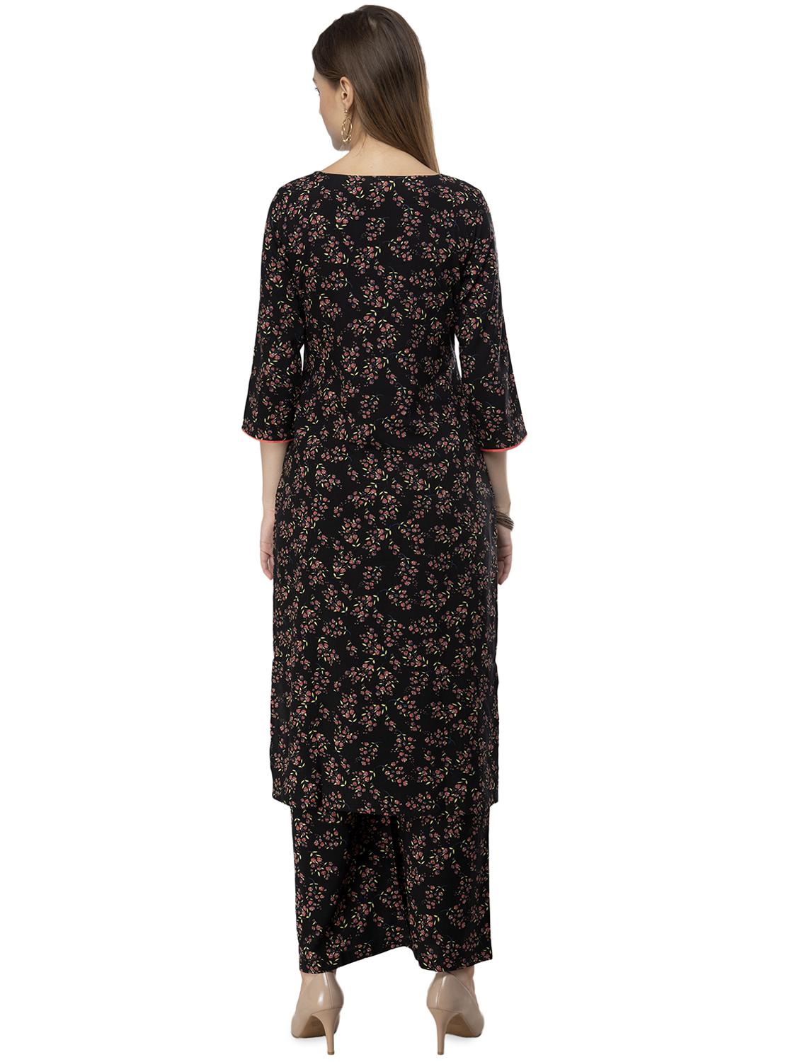 floral printed with palazzo kurta - 16682435 - Standard Image - 3