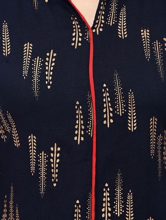 block printed a-line kurta with palazzo set - 16682437 - Standard Image - 3