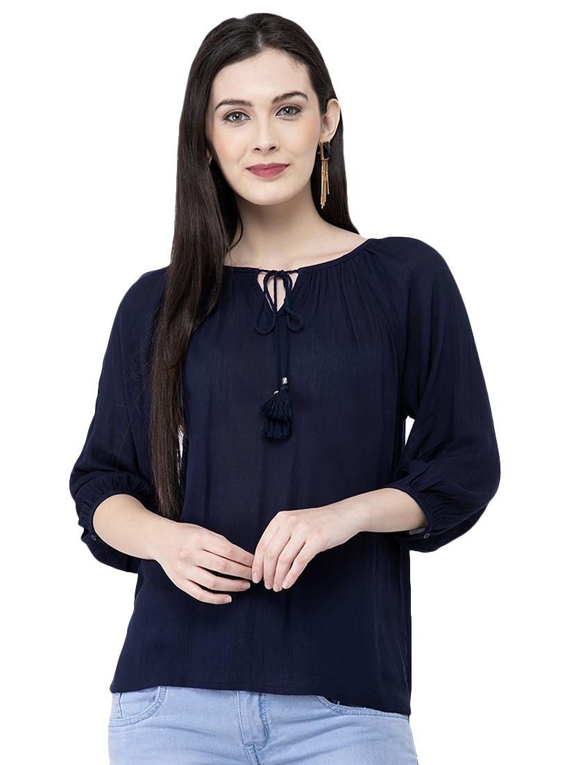 tie up neck solid top - 16682792 - Zoom Image - 0