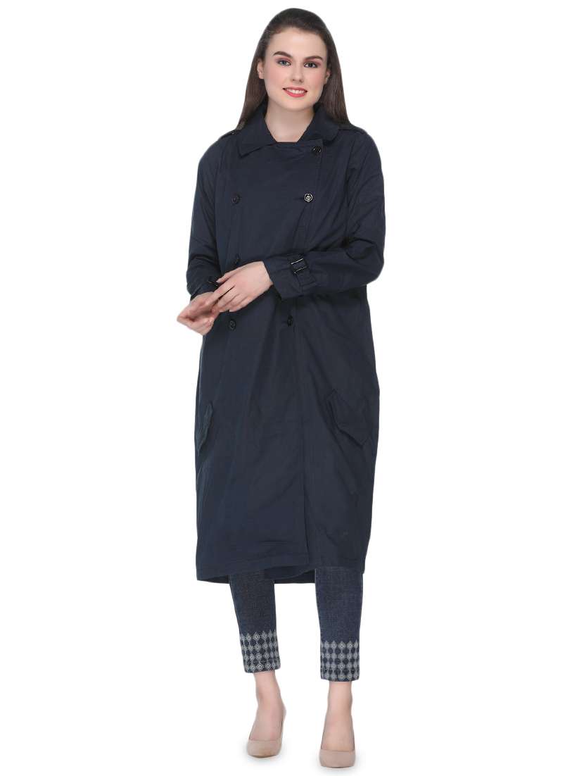 button detail long sleeved long coat