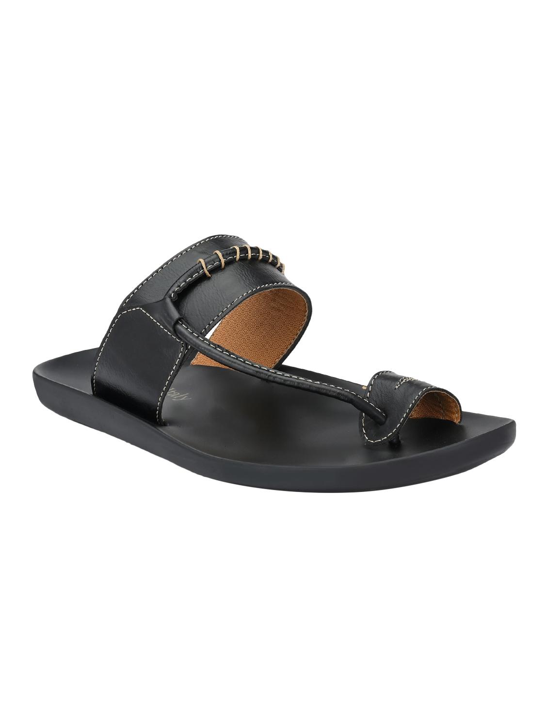 black leatherette kolhapuri sandal - 16685386 - Zoom Image - 0