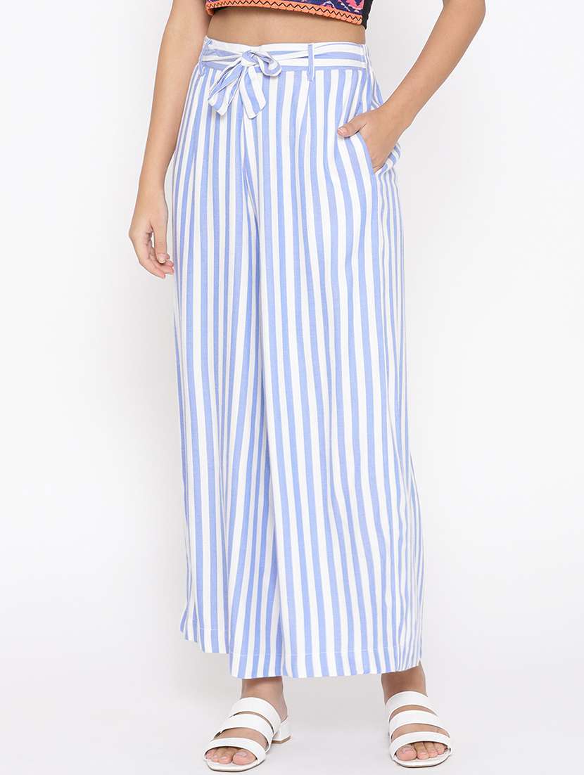 tie knot striped straigth palazzo