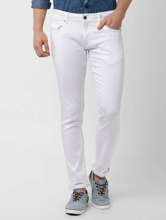 white solid plain jeans