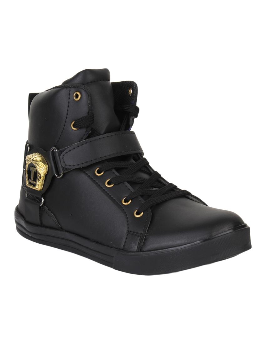 black leatherette lace up sneakers - 16685882 -  Zoom Image - 0
