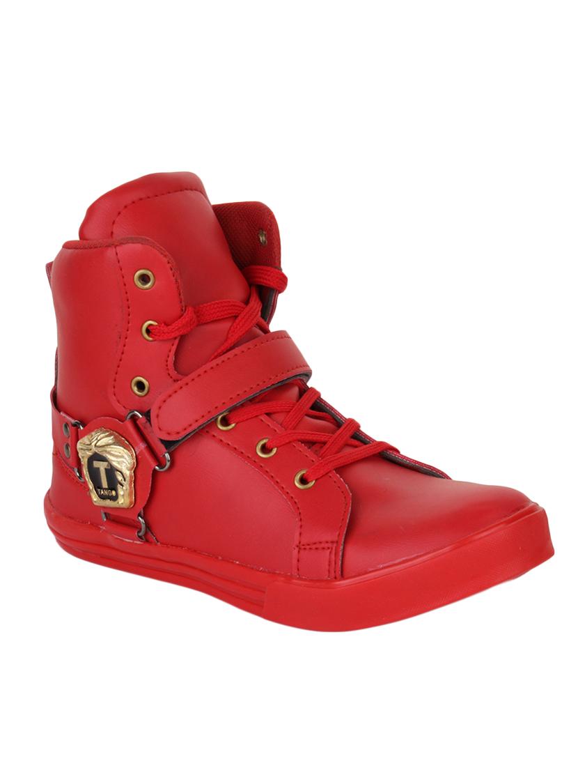 red leatherette lace up sneakers - 16685884 - Zoom Image - 0