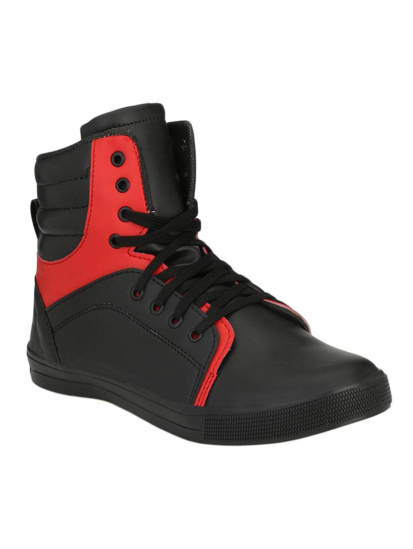 black leatherette lace up sneakers - 16685901 - Zoom Image - 0