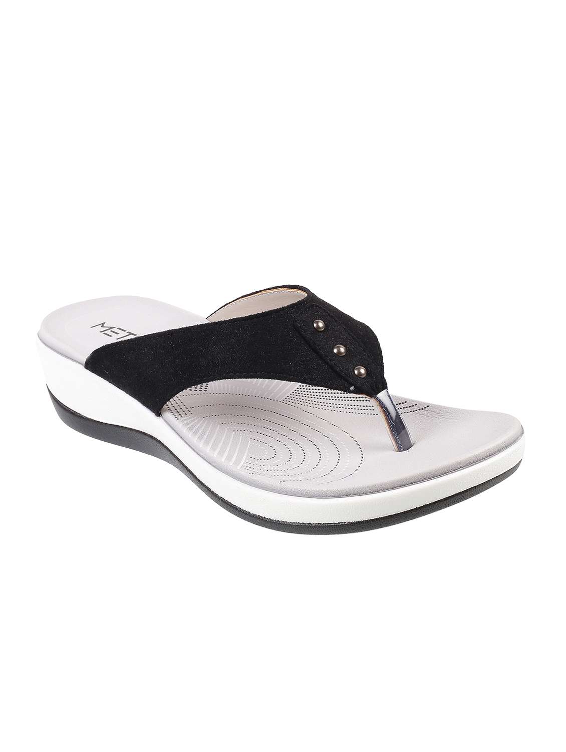 Buy online Black Slippers Flip Flops from footwear for Women by