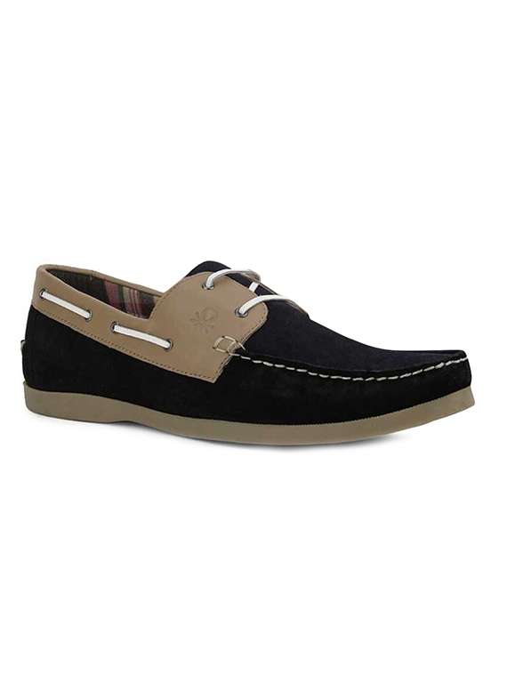 Buy online Black Leather Lace Up Boatshoes from Casual Shoes for