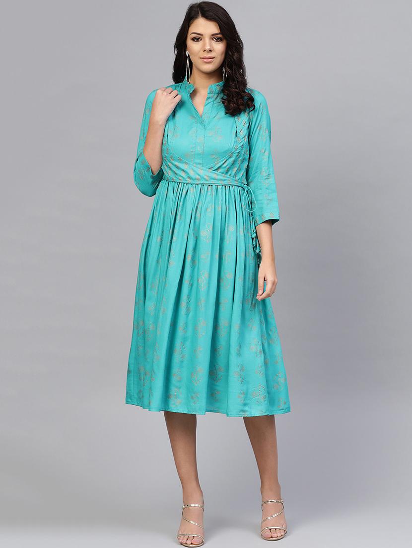 tassel tie up gathered a-line dress - 16694725 - Zoom Image - 0