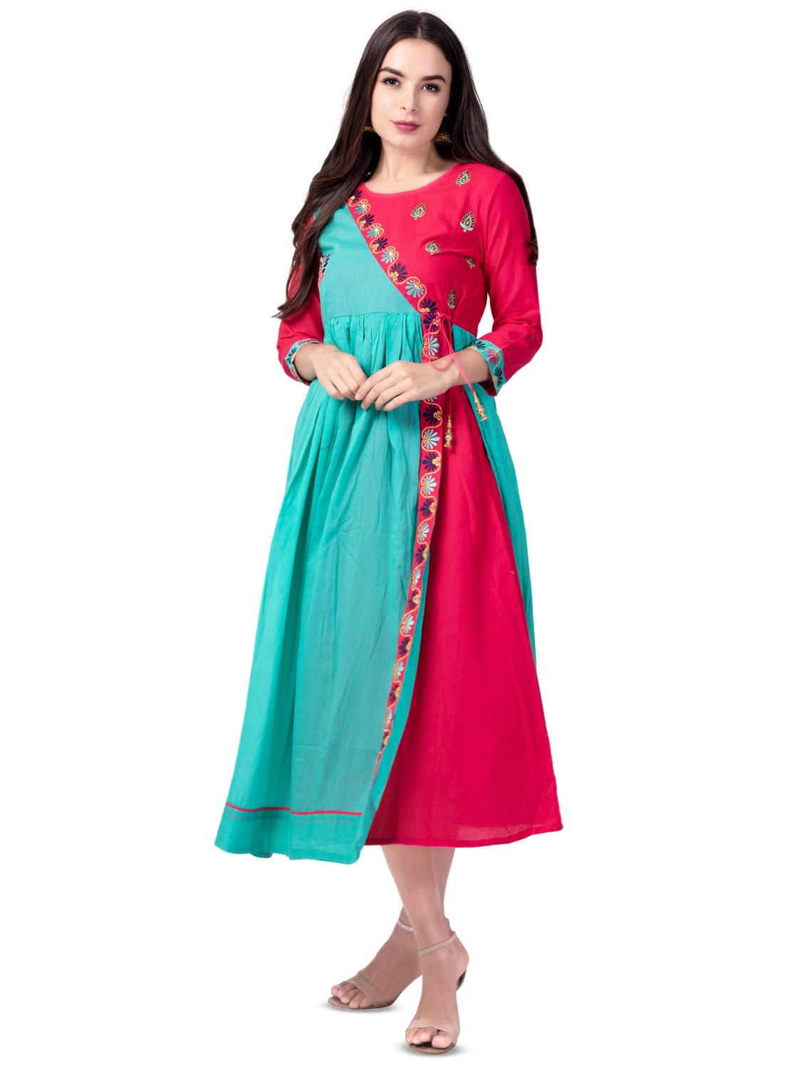 embroidered layered kurta - 16695492 - Zoom Image - 0