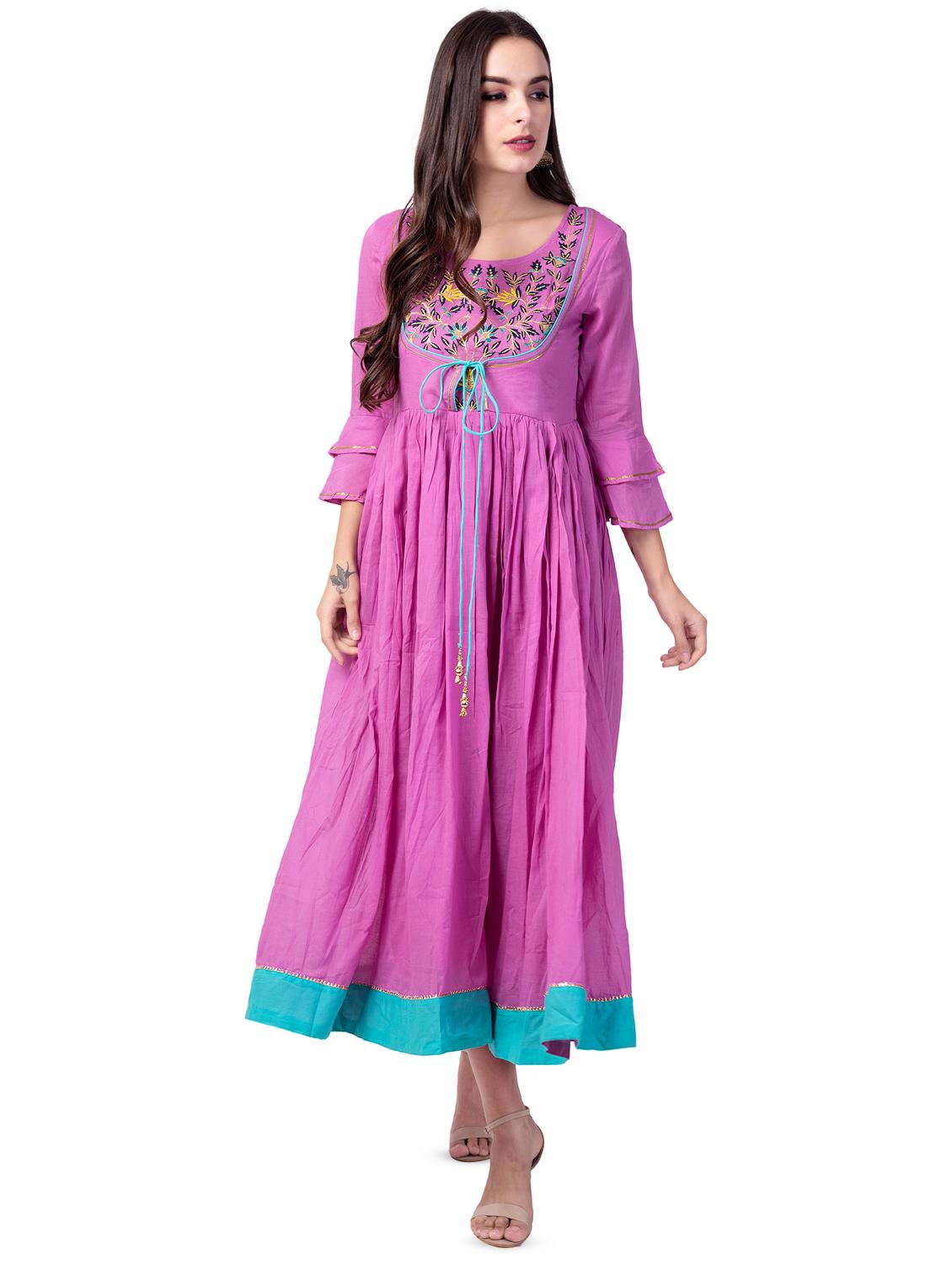 bell sleeves flared kurta - 16695493 - Zoom Image - 0