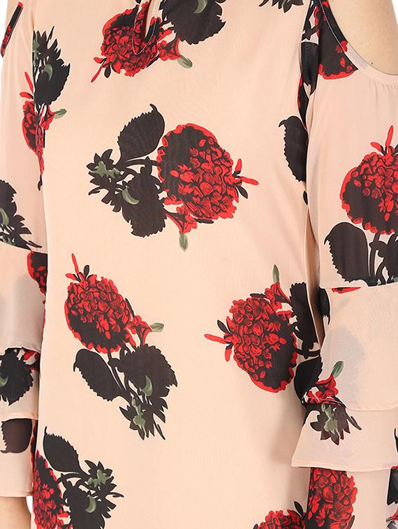 floral printed bell sleeves straight kurta - 16695715 - Standard Image - 3