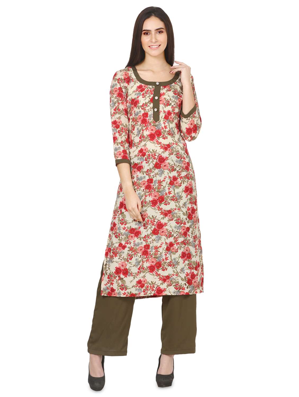 floral printed kurta palazzo set - 16695731 - Zoom Image - 0