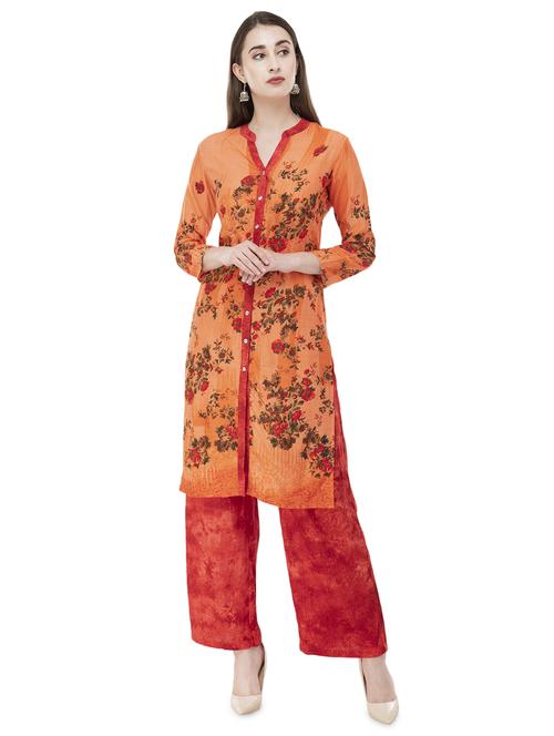 floral printed kurta palazzo set - 16695733 -  Standard Image - 0