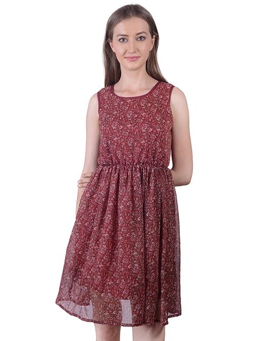 round neck gathered a-line dress - 16695750 -  Standard Image - 0