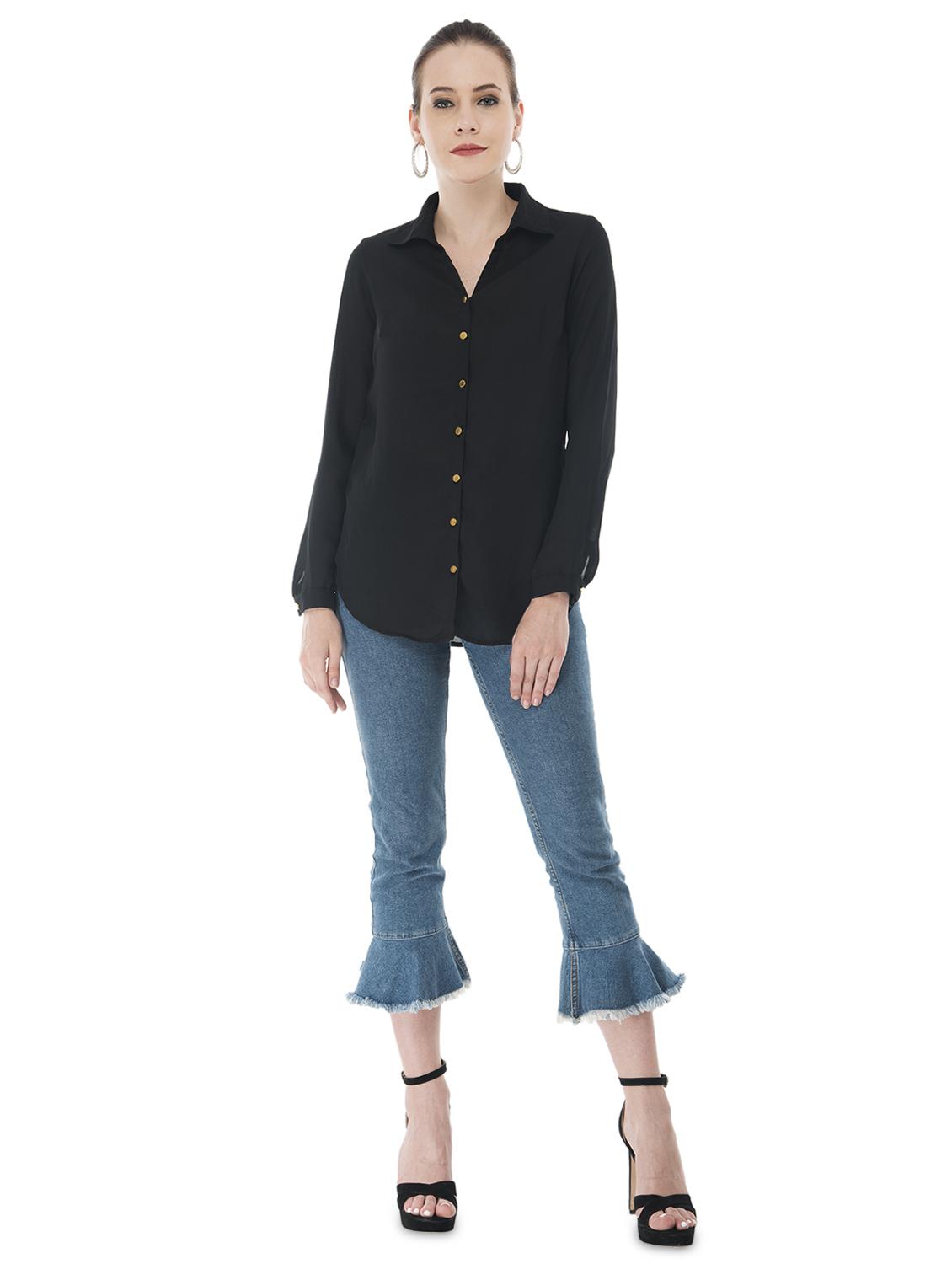 long sleeved curved hem shirt - 16695763 - Standard Image - 3