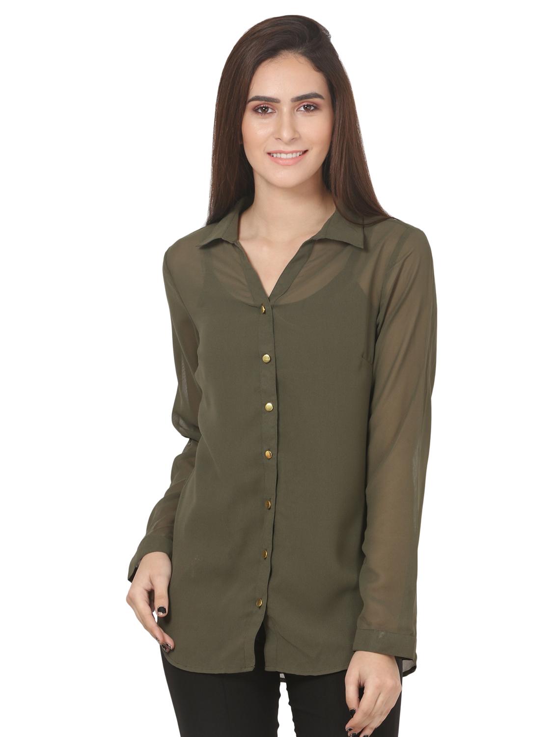 long sleeved curved hem shirt - 16695764 - Zoom Image - 0