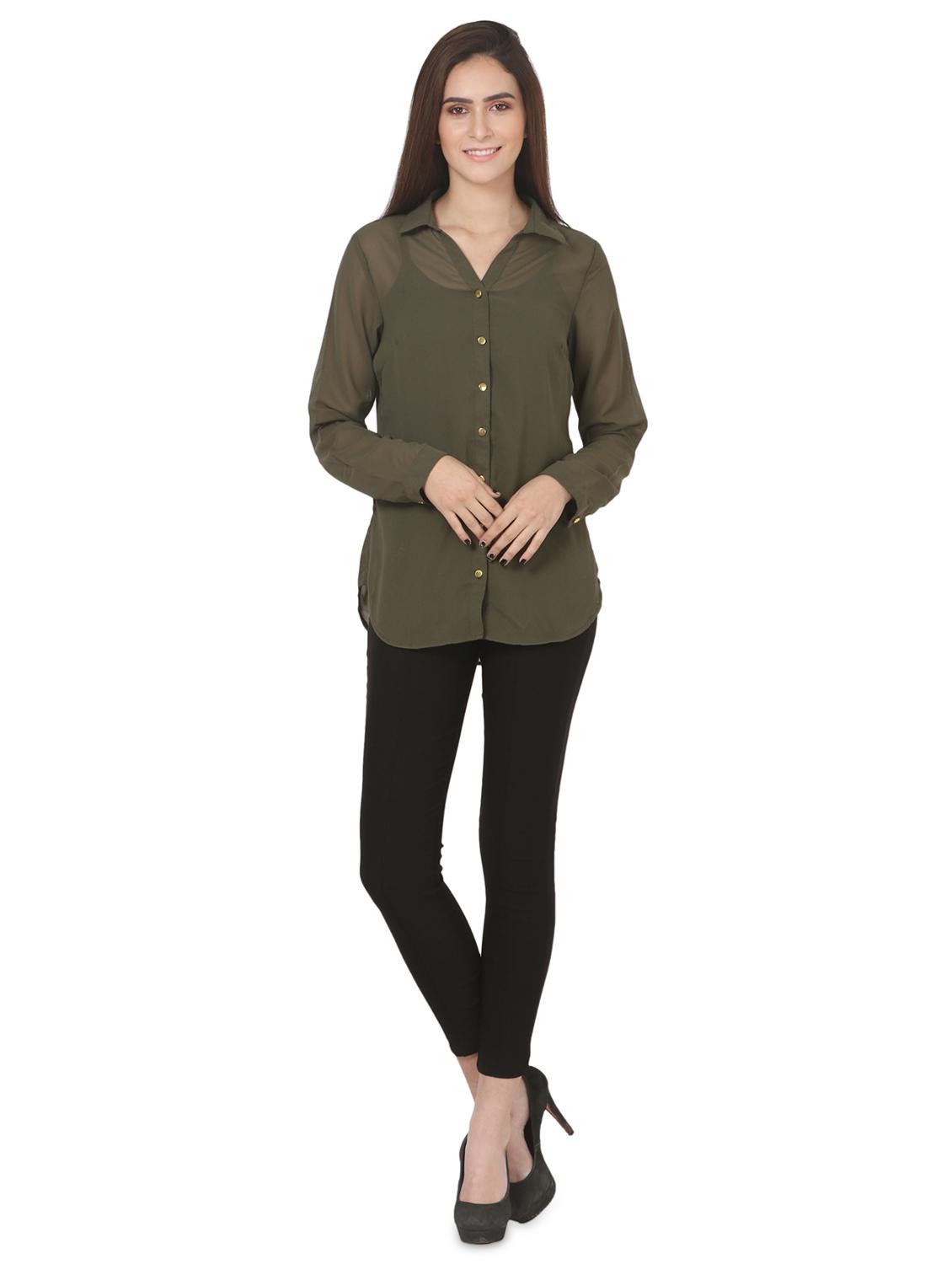 long sleeved curved hem shirt - 16695764 - Standard Image - 3