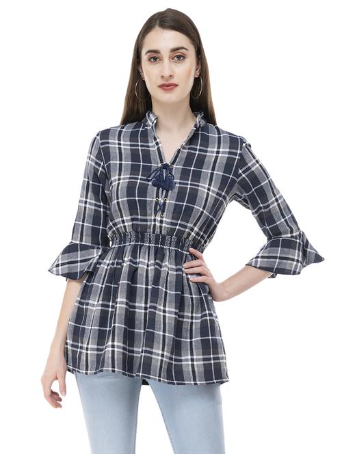 tassel tie up ruched peplum top - 16695774 - Standard Image - 0