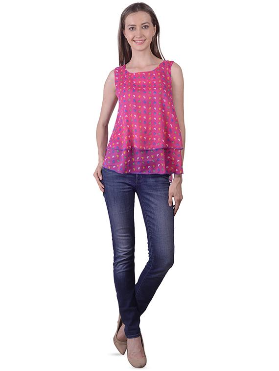 round neck quirky layered top - 16695811 - Standard Image - 3