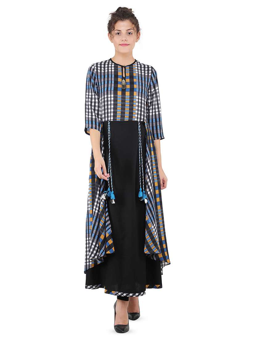 checkered layered kurta