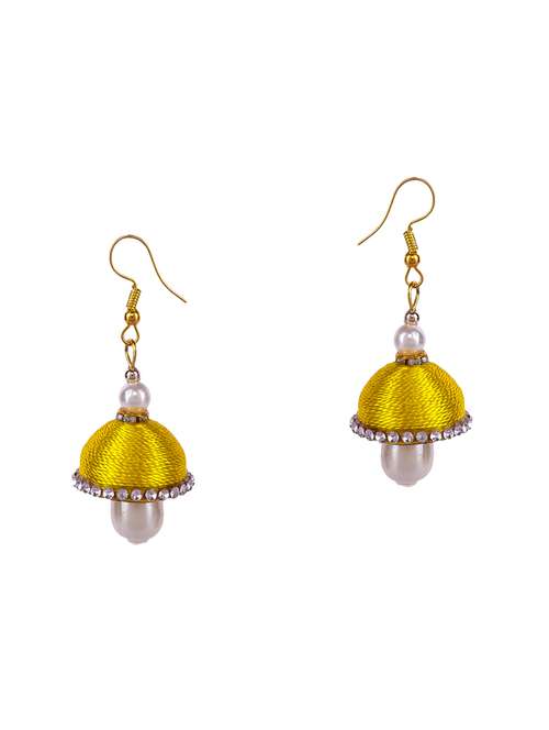 yellow tone jhumka earring - 16697533 - Standard Image - 0
