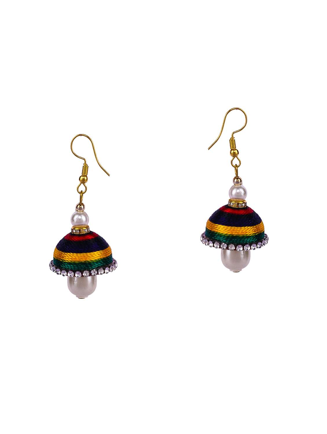 multi colored cotton jhumka earring - 16697560 -  Standard Image - 3