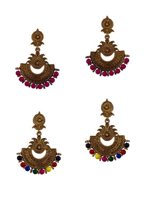 multi colored gold plated drop earring - 16697566 - Standard Image - 0