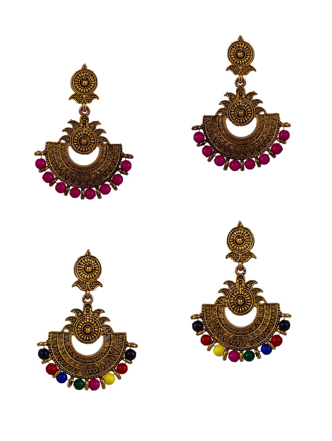 multi colored gold plated drop earring - 16697566 - Zoom Image - 0