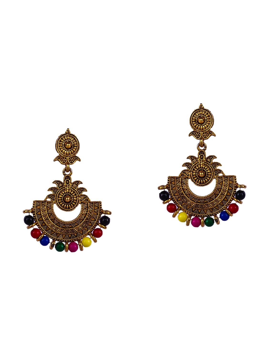 multi colored gold plated drop earring - 16697566 - Standard Image - 3