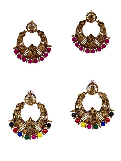 multi colored gold plated studs earring - 16697569 -  Standard Image - 0