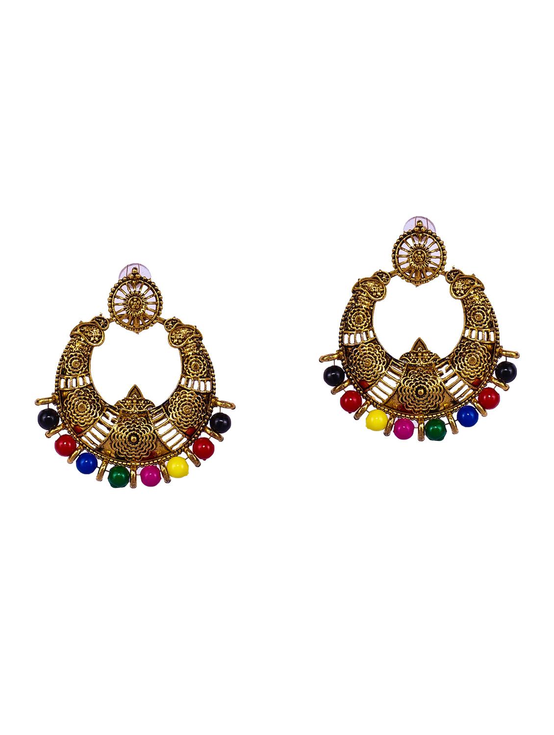 multi colored gold plated studs earring - 16697569 - Standard Image - 3