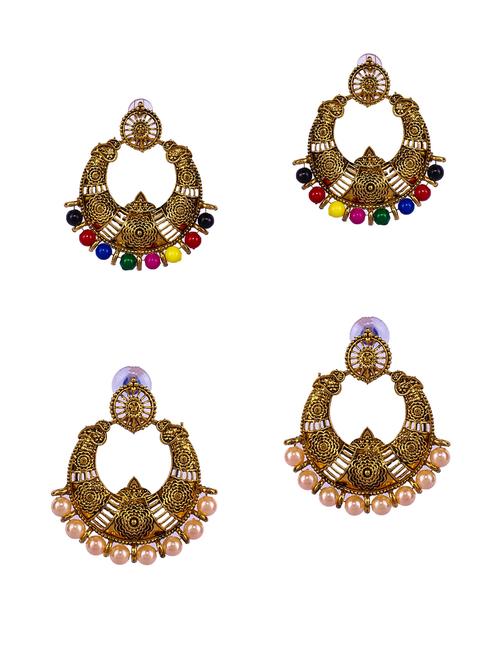 multi colored gold plated studs earring - 16697571 - Standard Image - 0
