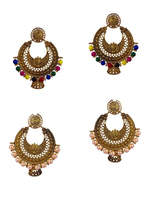 multi colored gold plated drop earring - 16697577 - Standard Image - 0