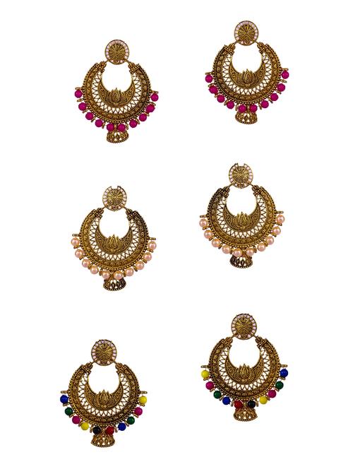 multi colored gold plated combo's. earring - 16697585 - Standard Image - 0