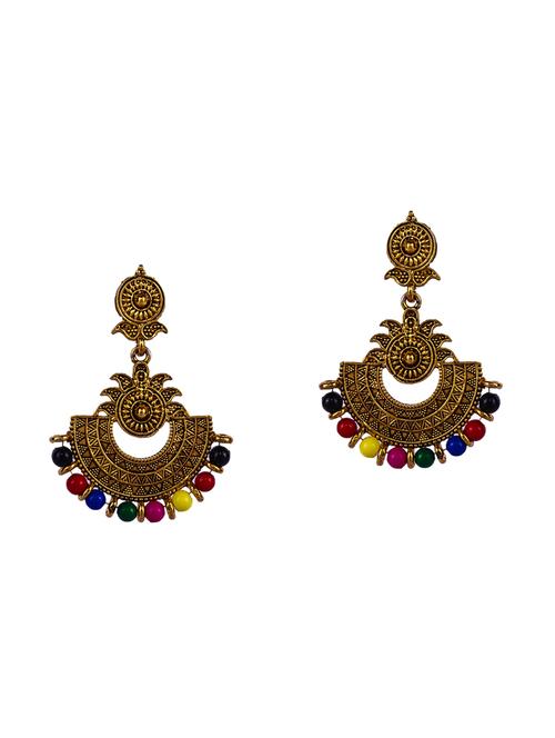 multi colored gold plated drop earring - 16698228 -  Standard Image - 0