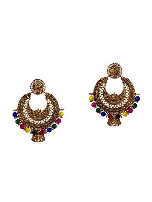 multi colored gold plated drop earring - 16698231 -  Standard Image - 0