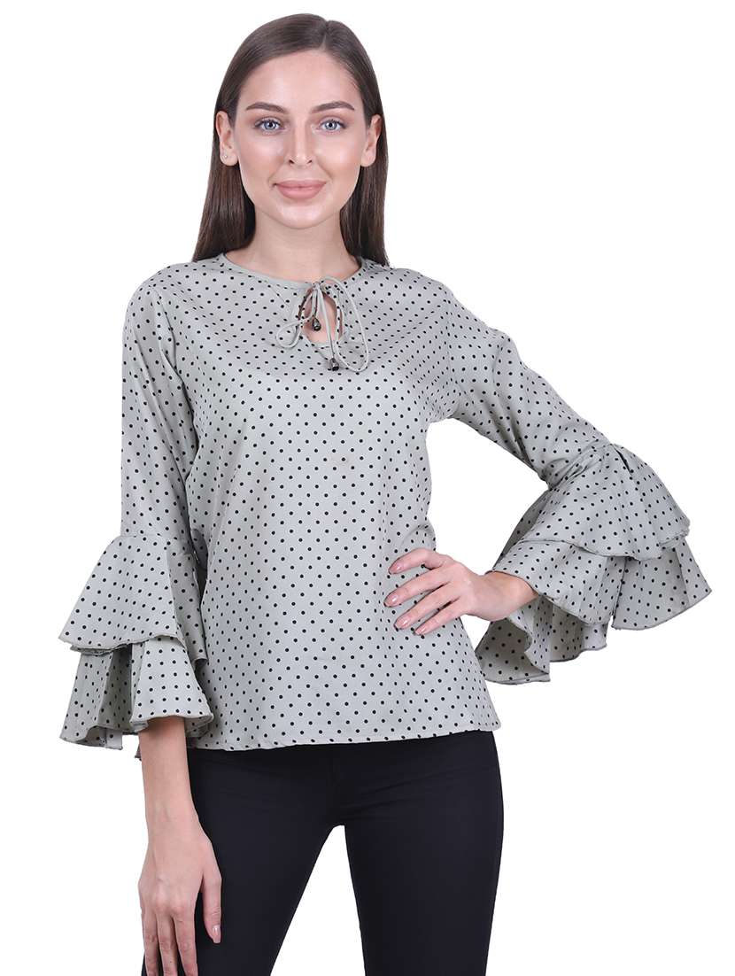 bell sleeved polka dots top