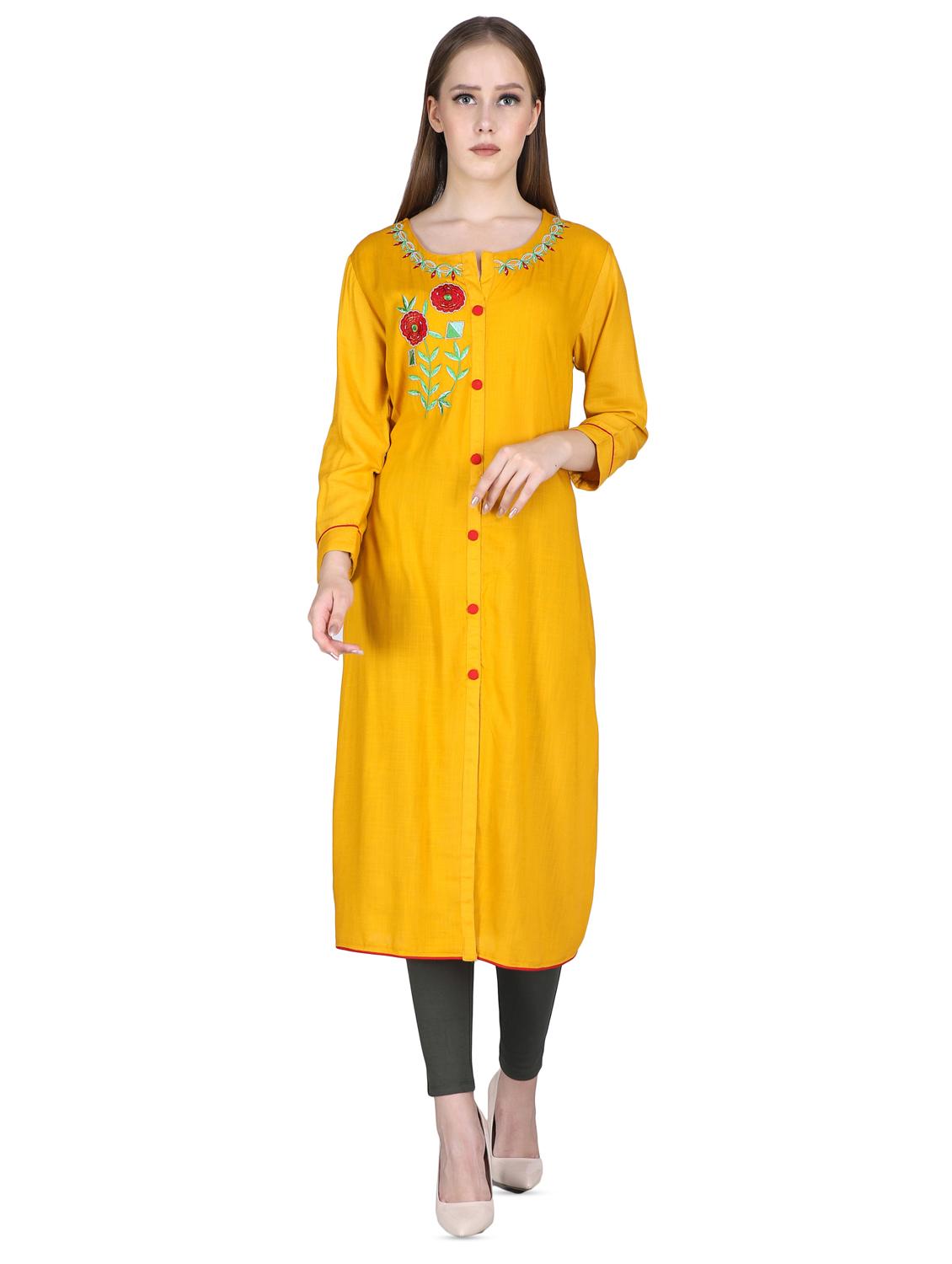 embroidered straight kurta - 16698643 - Zoom Image - 0