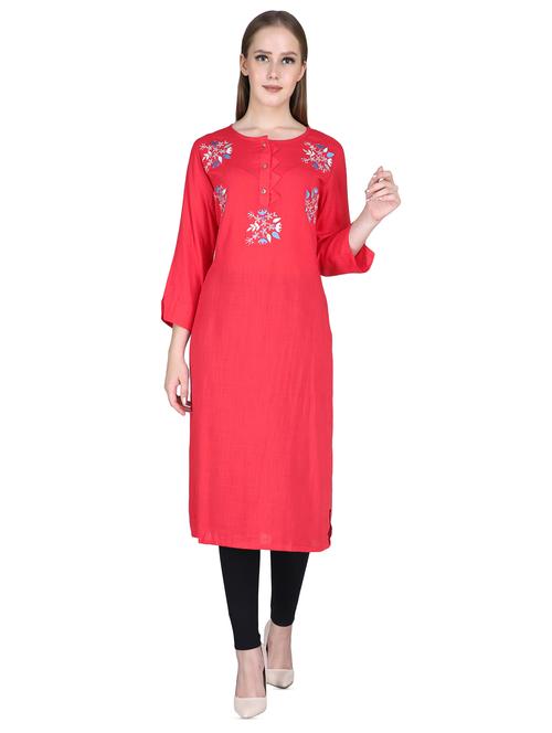 embroidered straight kurta - 16698655 -  Standard Image - 0