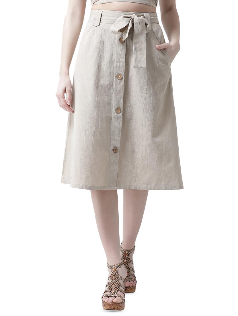 tie front button up a-line skirt - 16699843 - Zoom Image - 0