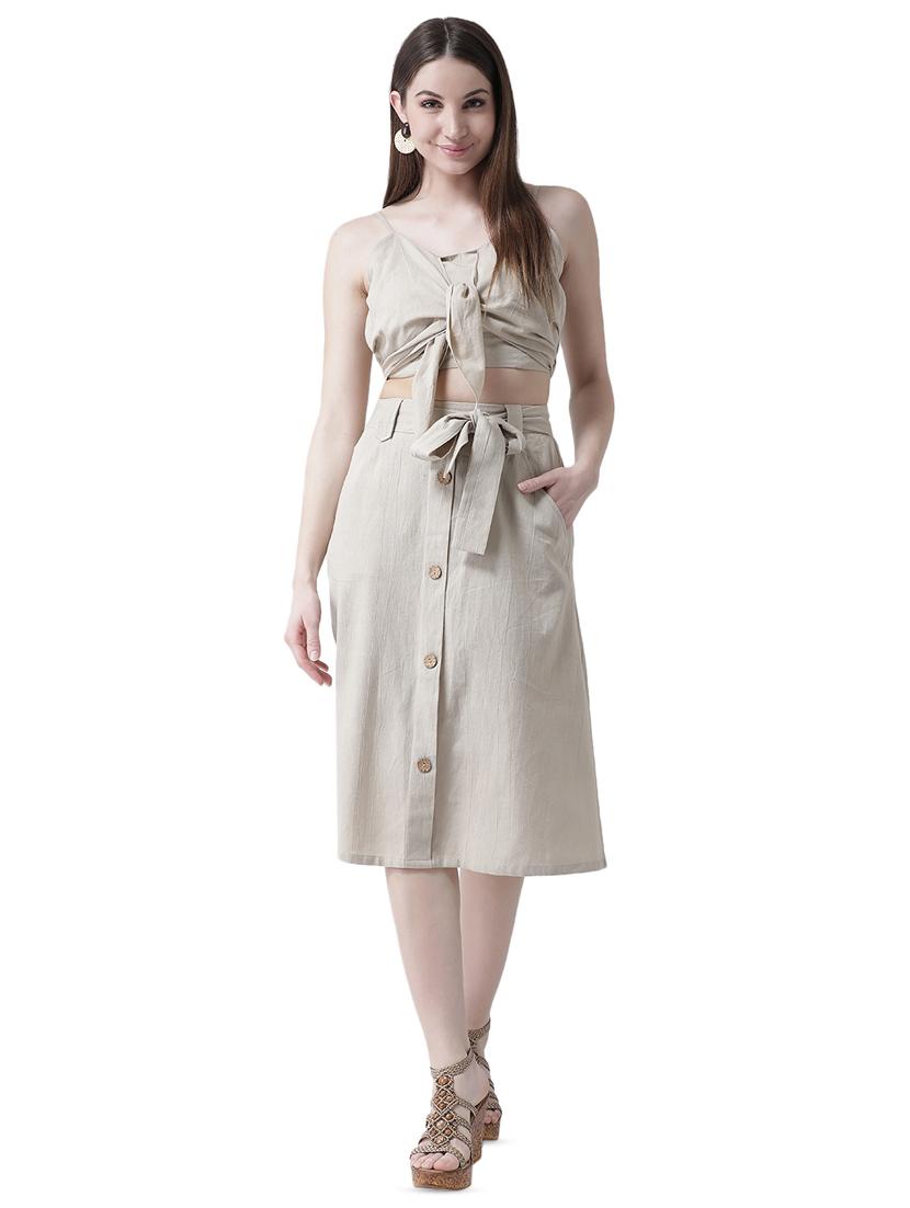 tie front button up a-line skirt - 16699843 - Standard Image - 3