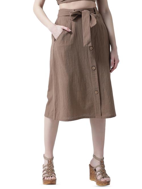 tie front button up a-line skirt - 16699844 -  Standard Image - 0
