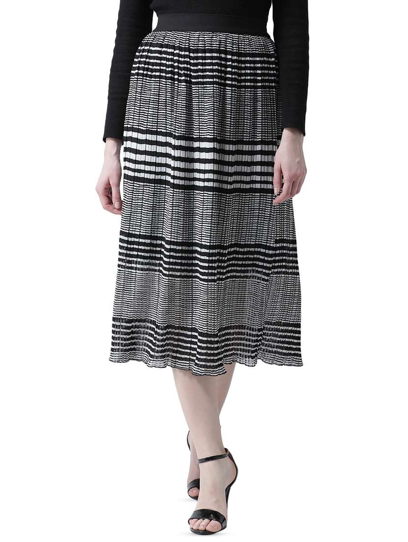 high rise striped pleated skirt - 16699845 - Zoom Image - 0