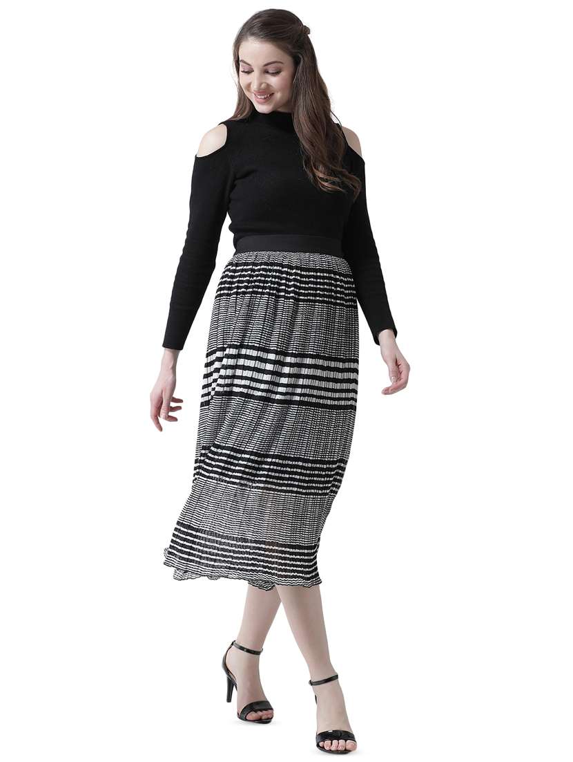 high rise striped pleated skirt - 16699845 - Standard Image - 3