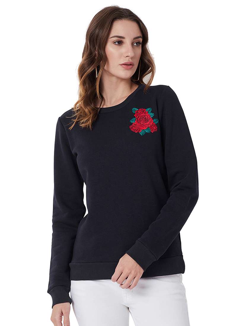 embroidered detail round neck sweatshirt