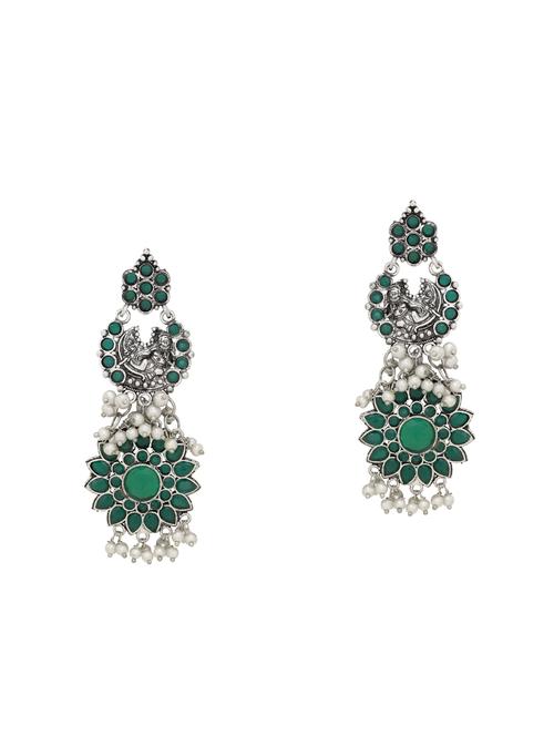 green silver tone brass drop earring - 16700052 -  Standard Image - 0